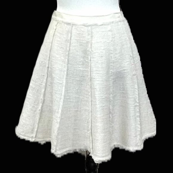 Rebecca Taylor Off-white Paneled Tweed Skirt with Raw Edges, Size 6 - Picture 1 of 6